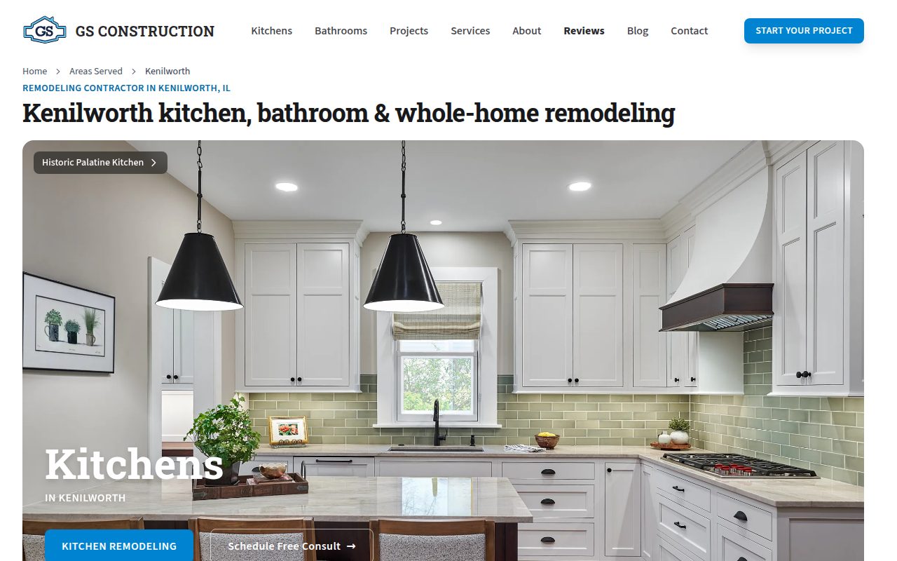 The Kenilworth page: kitchen, bathroom and whole-home remodeling for one town, with nearby projects and reviews